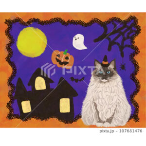 ハロウィンのかぼちゃと猫のハロウィン