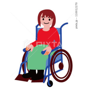 車椅子に乗る若い女性