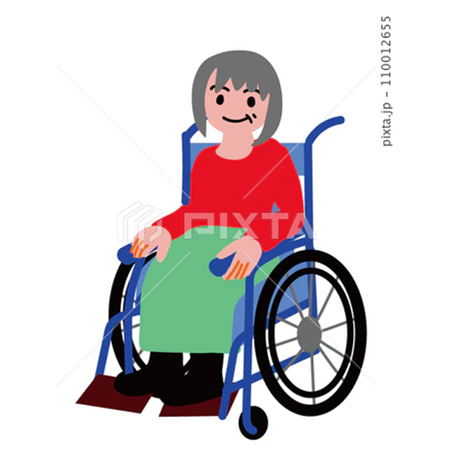 車椅子に乗るお年寄りの女性