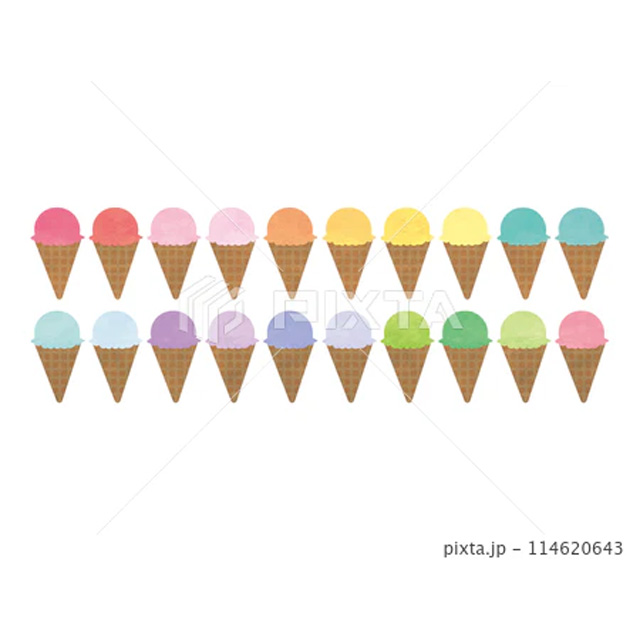 かわいいカラフルな アイスクリームのイラスト