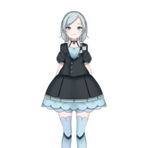 水色の編み込みの女の子全身