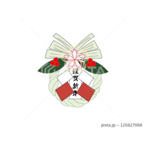 お正月のしめ縄飾りのイラスト