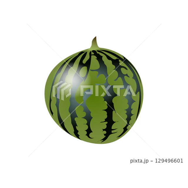 大玉のスイカのイラスト