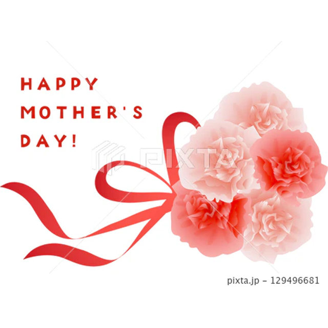 母の日の赤いカーネーションのカードのイラスト